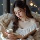asmrmoon内容策划云淡头像，女性，温柔气质，笔记本与咖啡