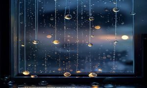 asmrmoon雨声助眠引导系列，窗玻璃上雨滴滑落特写，月色朦胧，助眠治愈意境